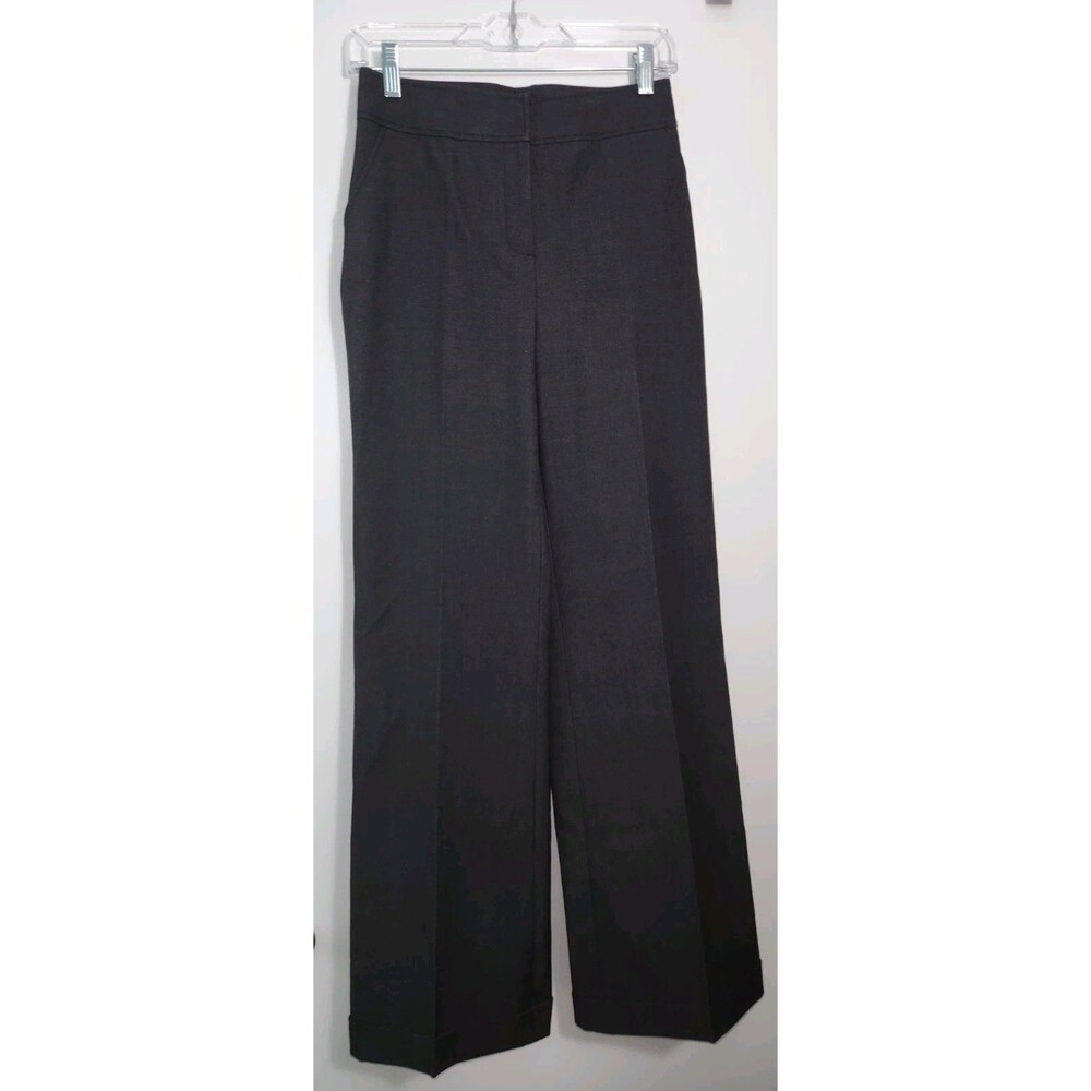 Semantiks Womens Sz 2 Wide Leg Dress Pants Slacks Trousers Gray Cuffed Hem
